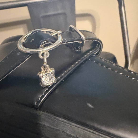 Black Chunky Mary Jane Platform Heels Goth Alt Lug Sole Strap Charm Size 38 - Picture 8 of 12